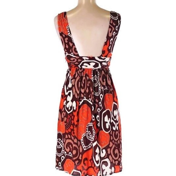 SiLK Milly Knit Dress Fit Flare Plunging V Neck Mod Bamboo O Ring Side Zip USA P - Picture 4 of 8